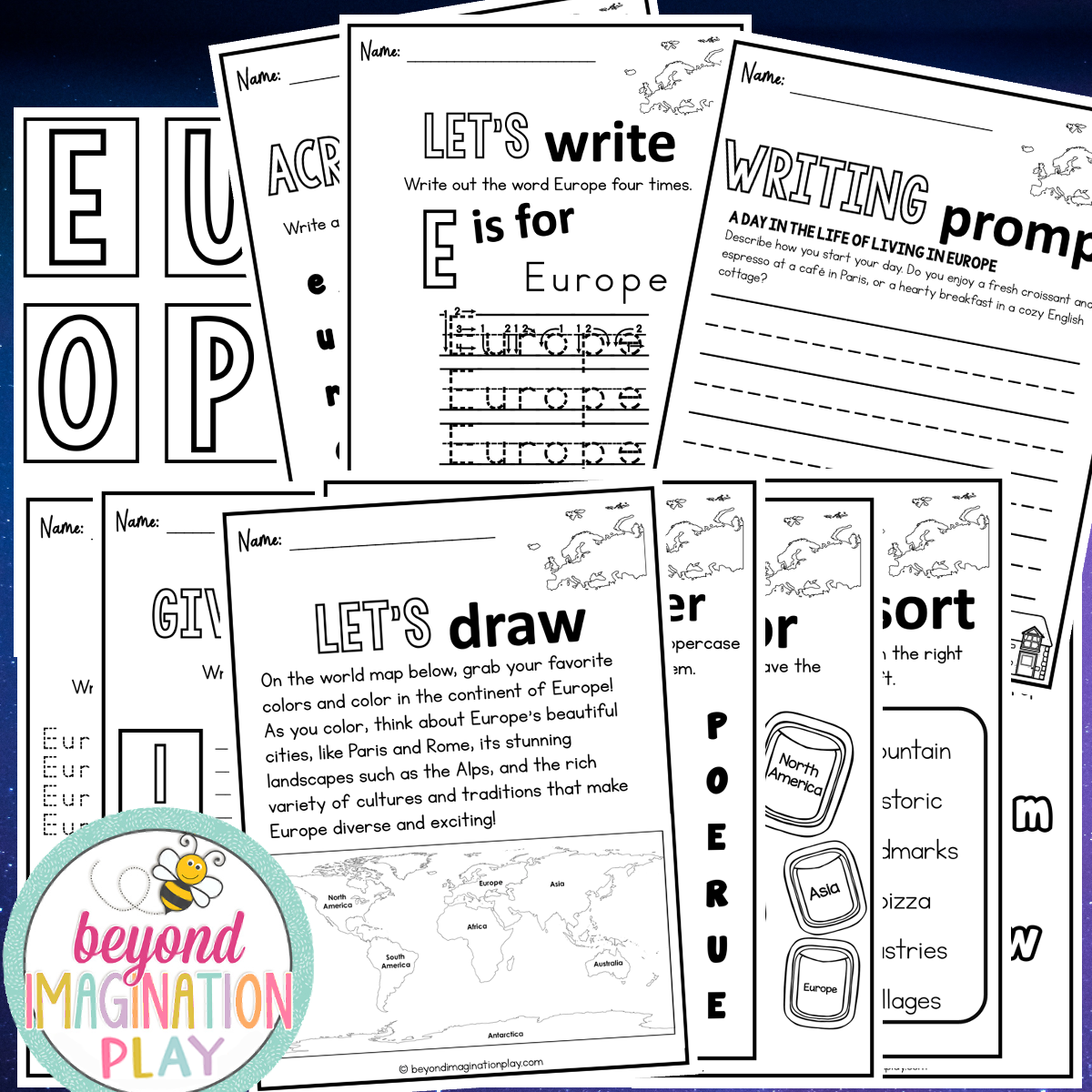 Europe Continent Study Activity Pack