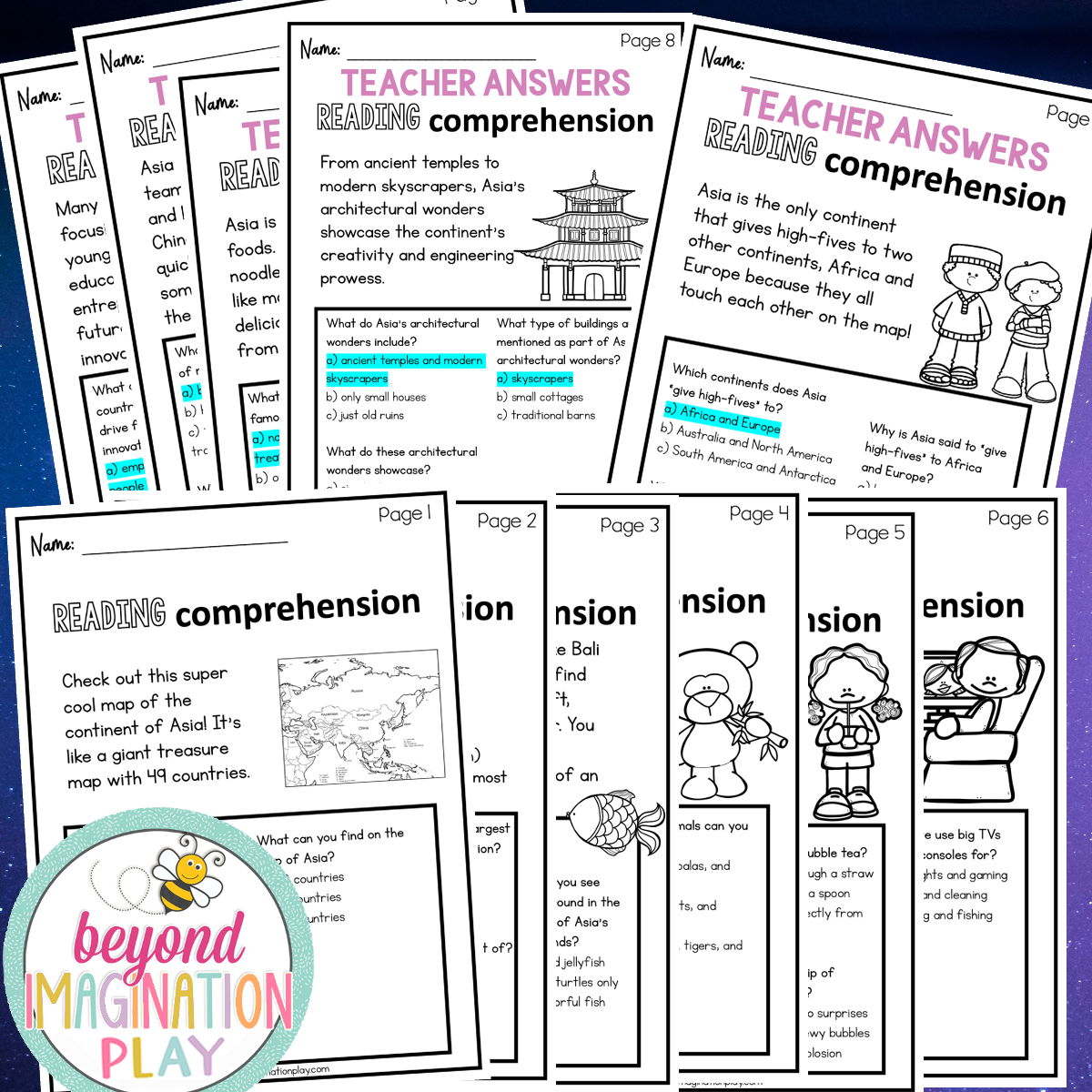 Asia Continent Study Activity Pack