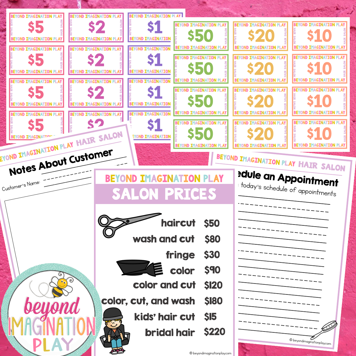 Hair Salon Play Pretend Pack