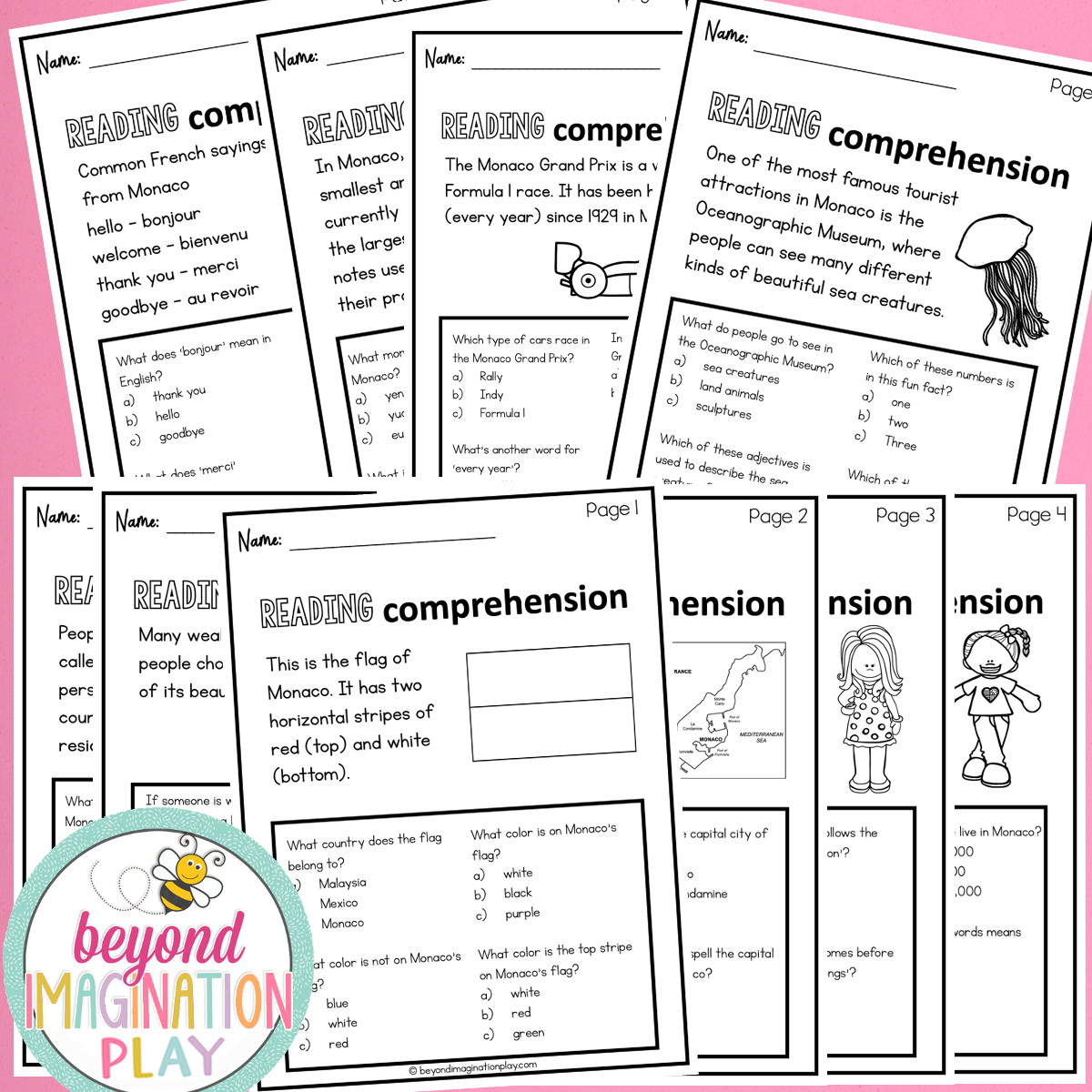 Monaco Country Study Activity Pack