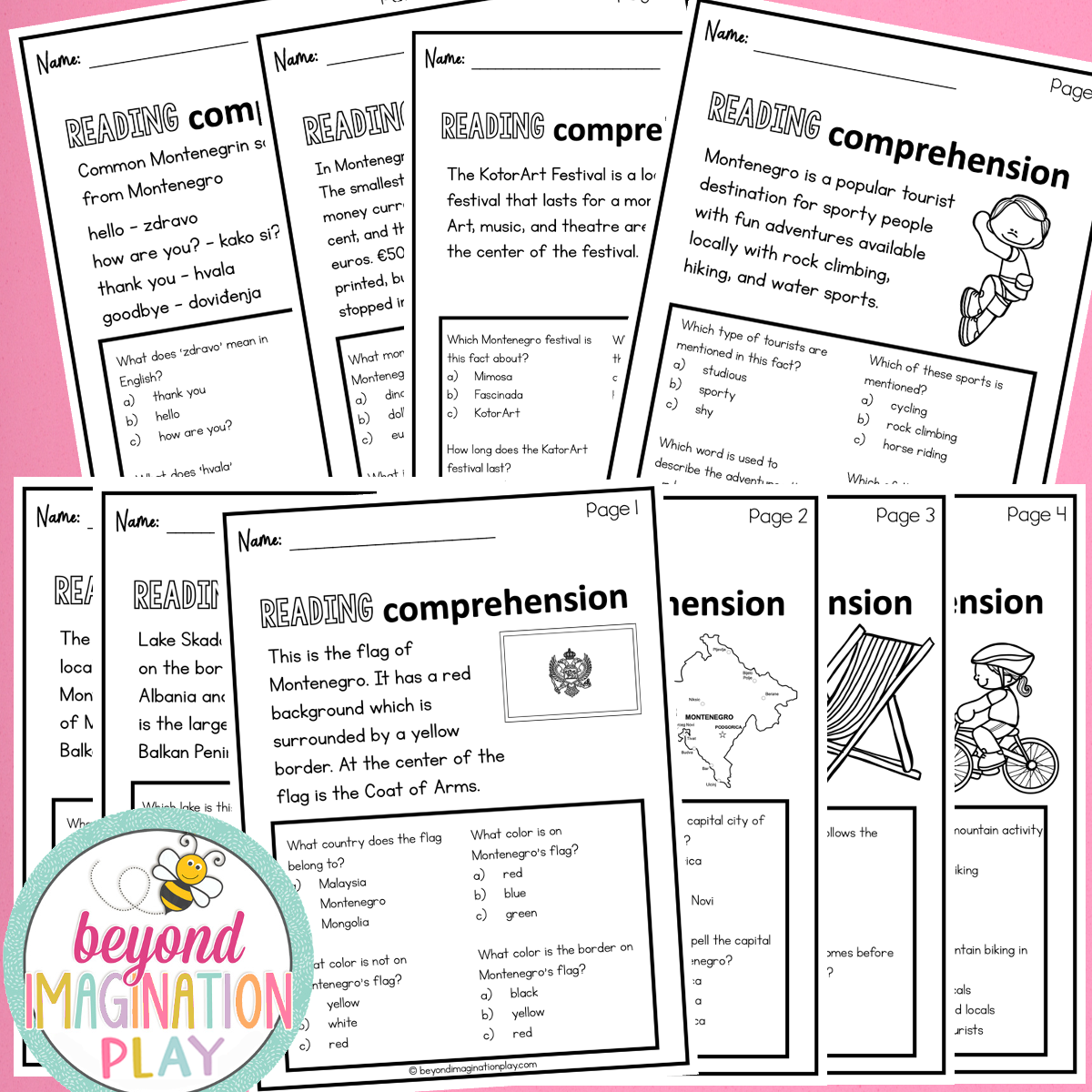 Montenegro Country Study Activity Pack