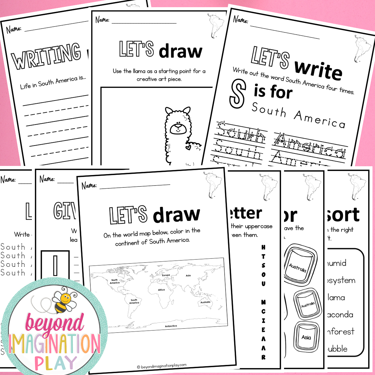 Continent Study Complete Bundle Differentiated, Comprehension, Activities + Play Fun